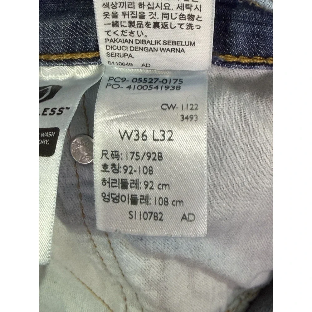 Levis‎ 527 Jeans Mens 36x32 Blue Medium Wash Distressed Denim Low Bootcut Cowboy